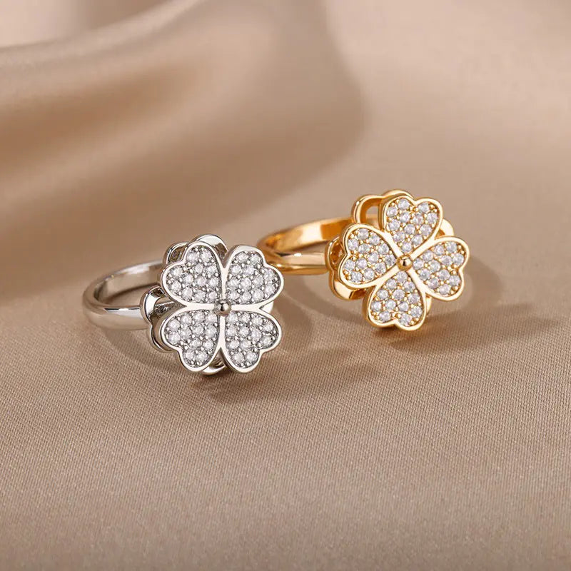 Adjustable Rotating Flower Design Decompression Ring