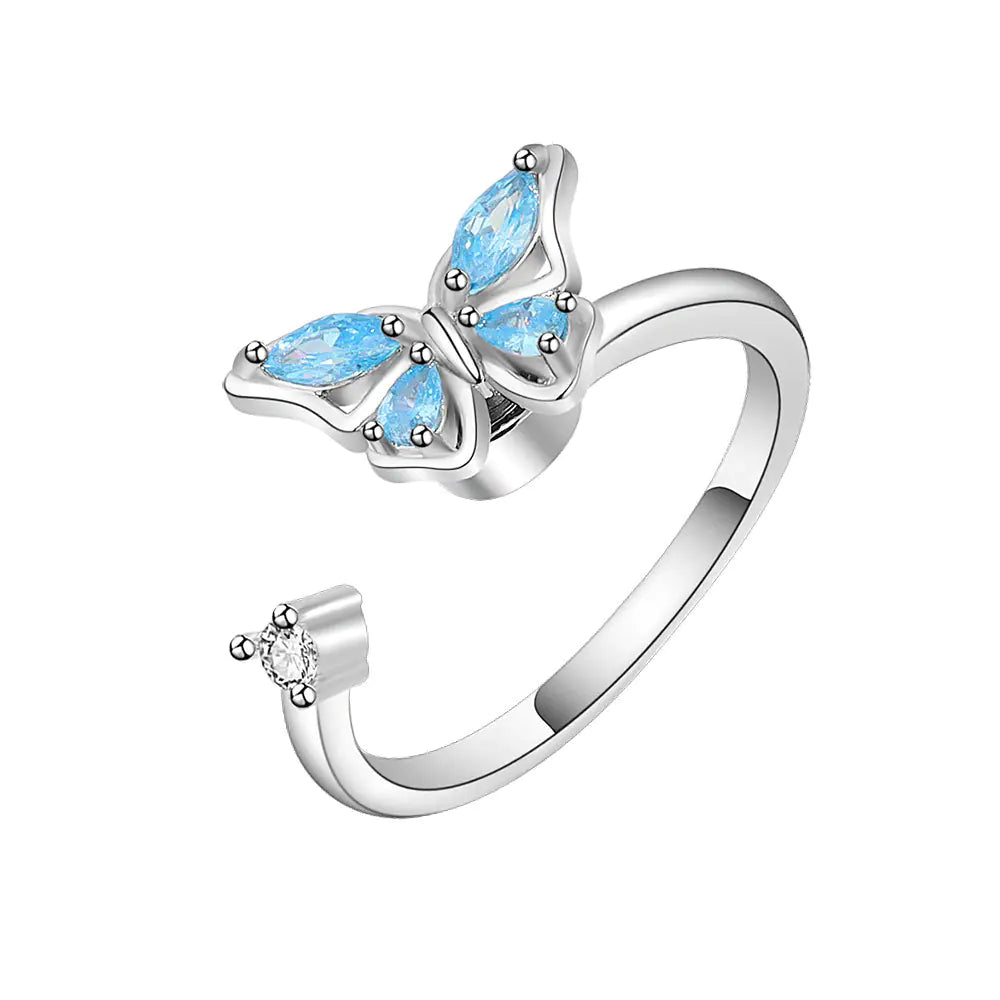 Anillo Giratorio de Mariposa en Plata 925